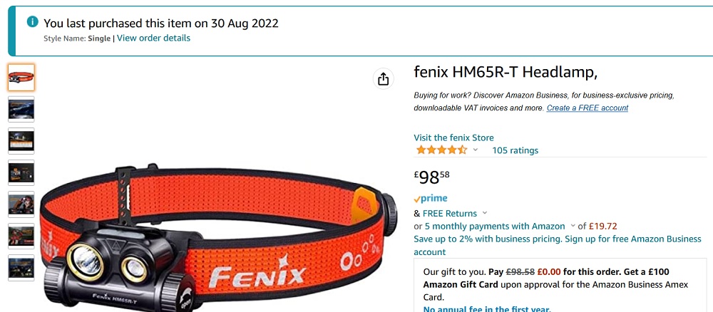 Fenix HM65R-T Headlamp Purchase